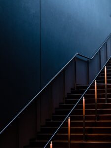 subway stairs, stair handrails, the dark stairs